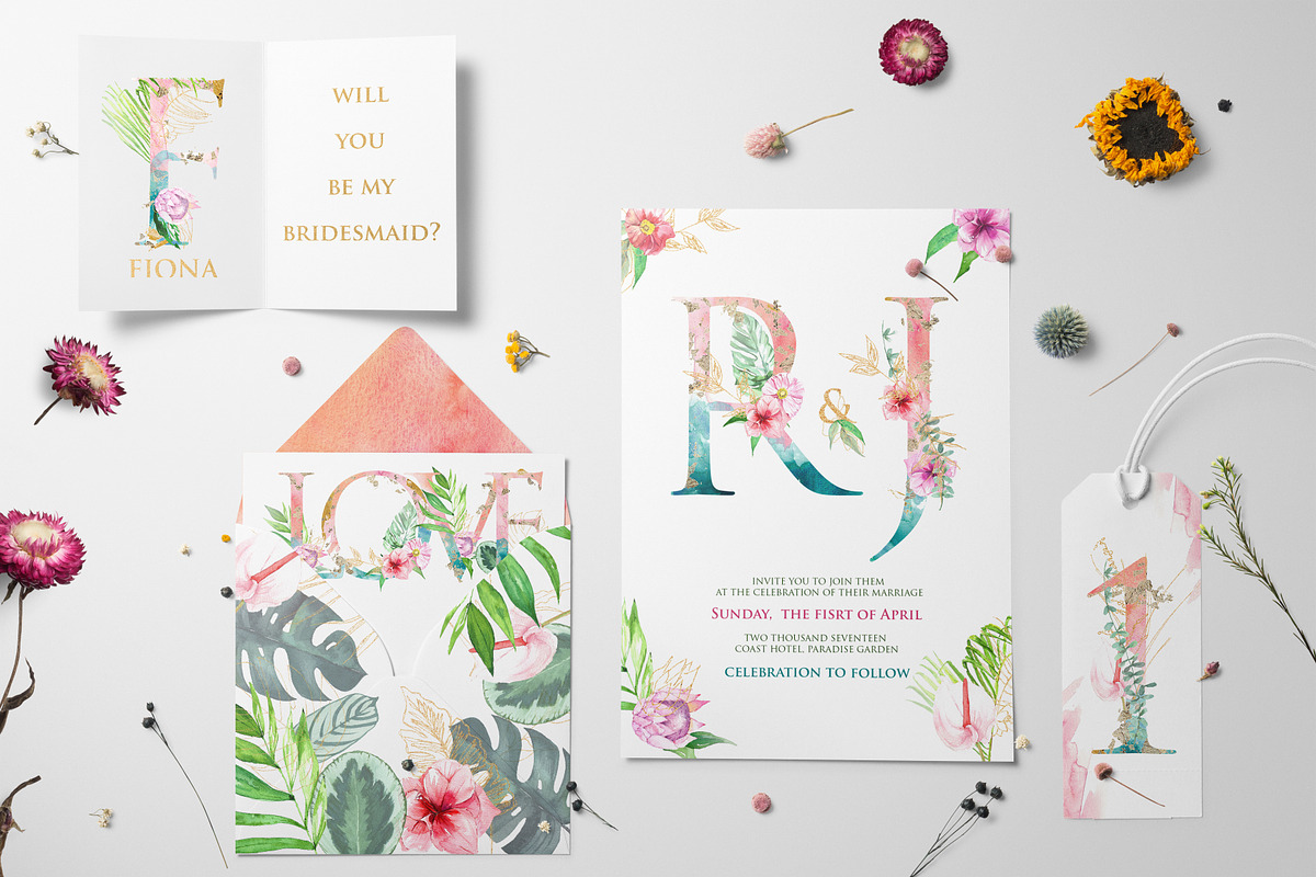 Tropical Watercolor Alphabet Letter, a Decorative Illustration by Cacacolors Clipart (Photo 5 of 6)