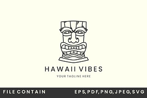Hawaii mask line art logo vector