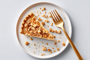 Crumbly Pie Slice with Gold Fork, a Food & Drink Photo by AlyaAnd