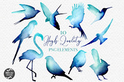 Bird Silhouettes Watercolour Clipart, an Illustration by Tommy & Tilly Design (Thumbnail 2 of 3)
