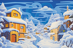 Winter Ice Painting Houses