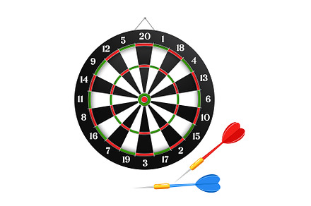 Dartboard with colored darts, a Sport Illustration by Elen_Art