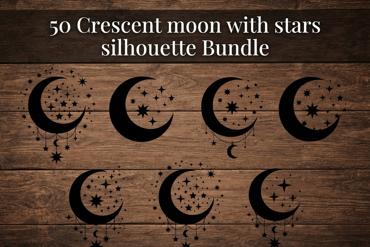 50 Crescent Moon with Stars, an Empty State Illustration by Amazin_art (Photo 1 of 47)