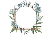 Watercolor Dusty Blue Floral Clipart, an Illustration by CraftArtStudio (Thumbnail 3 of 4)