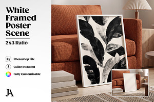 White Framed Canvas 2x3 PSD Mockup