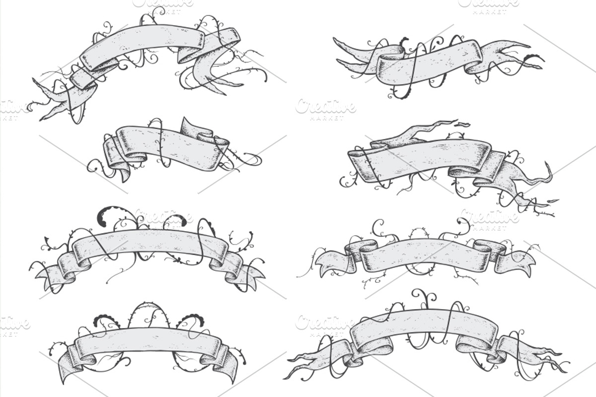 RIBBONS - Hand Drawn, a Decorative Illustration by BusOne (Photo 1 of 3)