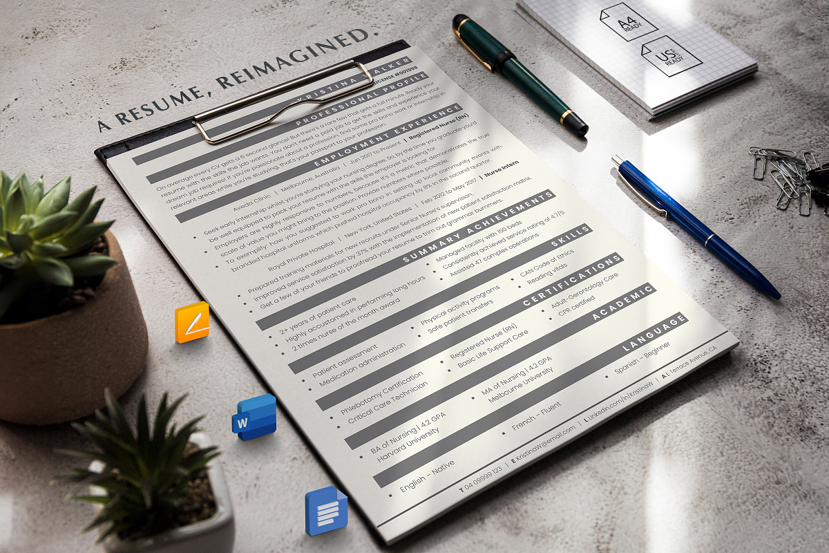 RN Registered Nurse, Nurse CV Pages, a Resume Template by Career Canvas (Photo 8 of 11)