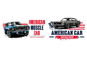 Muscle car logo. American classic, an Object Illustration by Stock-Smart-Start