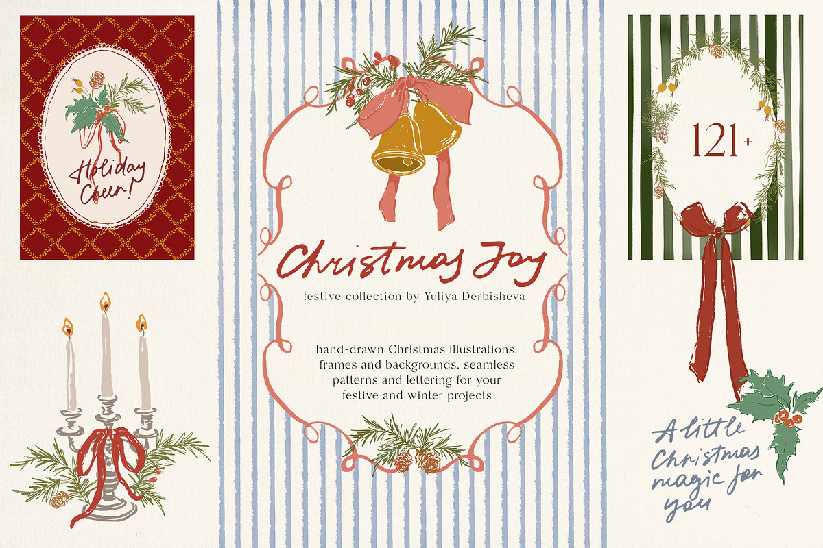 Christmas Backgrounds Frames Flowers, an Object Graphic by Yuliya Derbisheva (Photo 1 of 14)