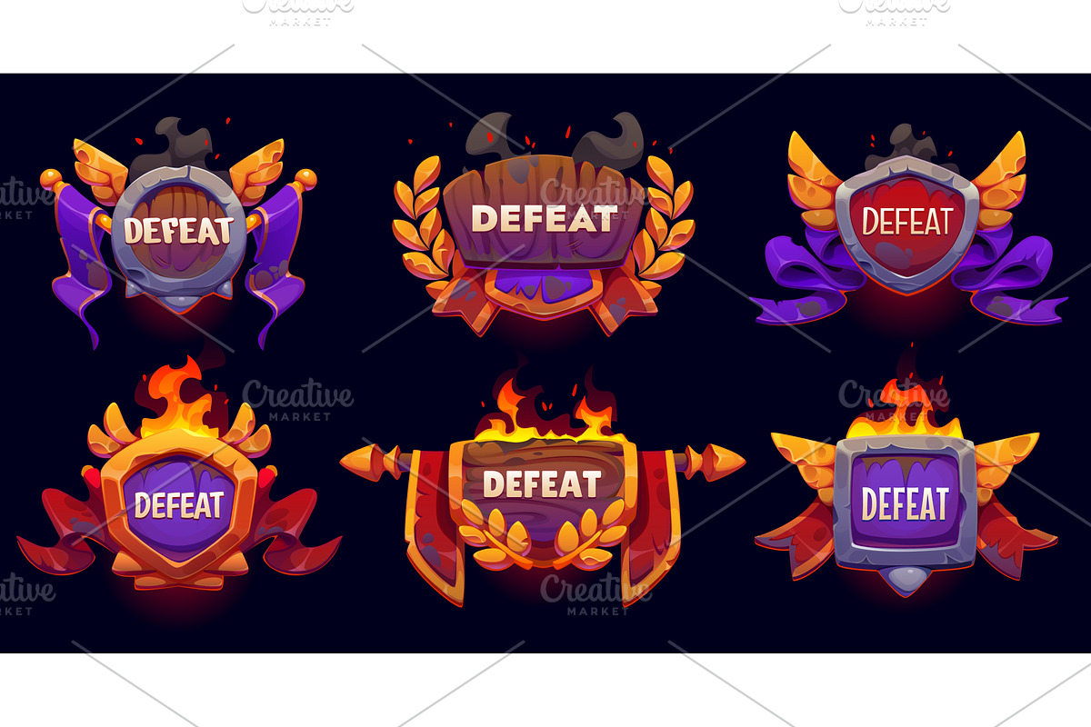 Defeat game frame icons, a Sport Illustration by Vector Tradition