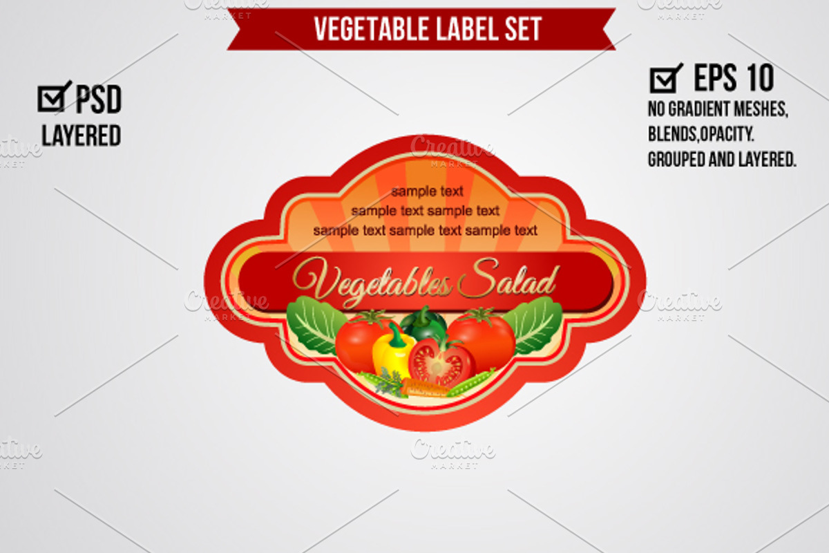 Vegetable Label Set, a Graphic by Propylparaben (Photo 2 of 6)