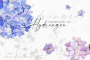 Watercolor Hydrangea Garden Set, an Illustration by Olga Koelsch (Thumbnail 1 of 13)