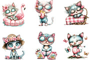 Whimsical Summer Cats Clipart, an Illustration by Designking (Thumbnail 2 of 4)