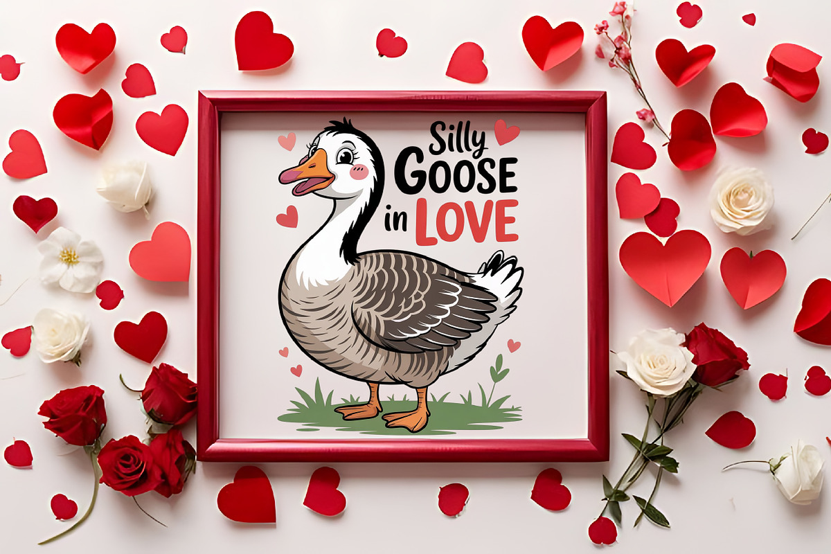 Cute Valentine Goose Design Bundle, an Illustration by RobertsArt (Photo 6 of 10)