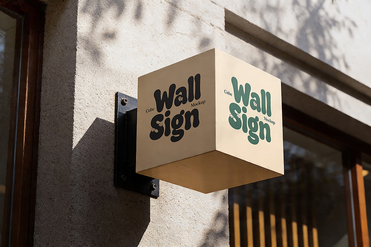 Cube Wall Sign Mockup, an Advertising Mockup by Pitchlook.Studio (Photo 2 of 4)