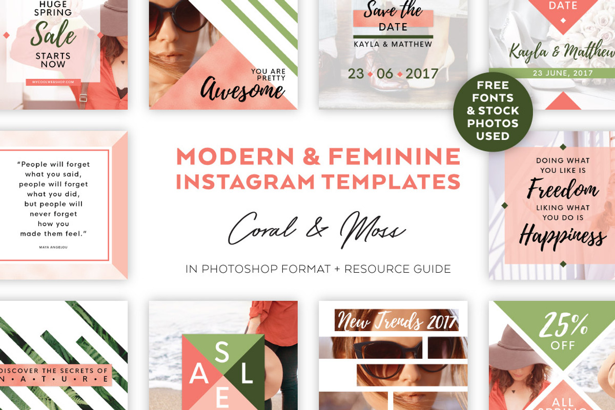 Coral & Moss INSTAGRAM BANNER Pack, a Social Media Template by Andimaginary Creative Co. (Photo 8 of 8)