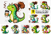 Dinosaur with Coffee PNG Bundle, a Graphic by Clipart Studio (Thumbnail 1 of 12)