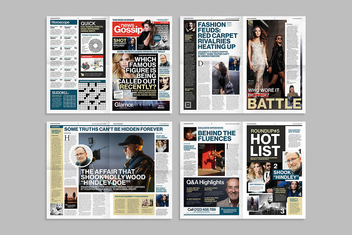 Gossip Newspaper Template, a Magazine Template by BrandPacks (Photo 2 of 7)