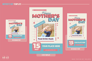 Retro Mother's Day Template, a Print Template by NOX Labs