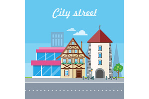 City Street Vector Illustration