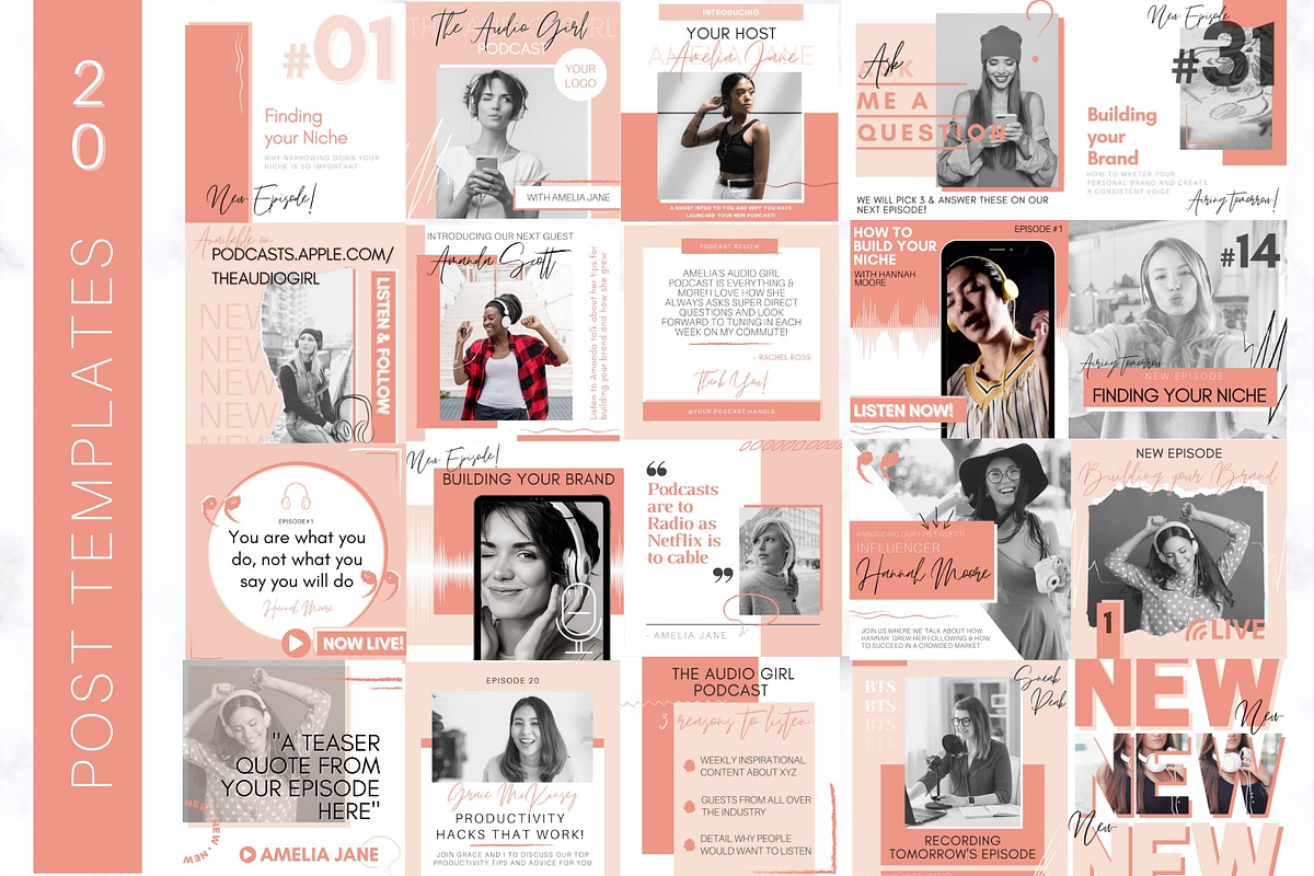 50 Podcast Instagram Template BUNDLE, a Social Media Template by Templatables (Photo 10 of 12)