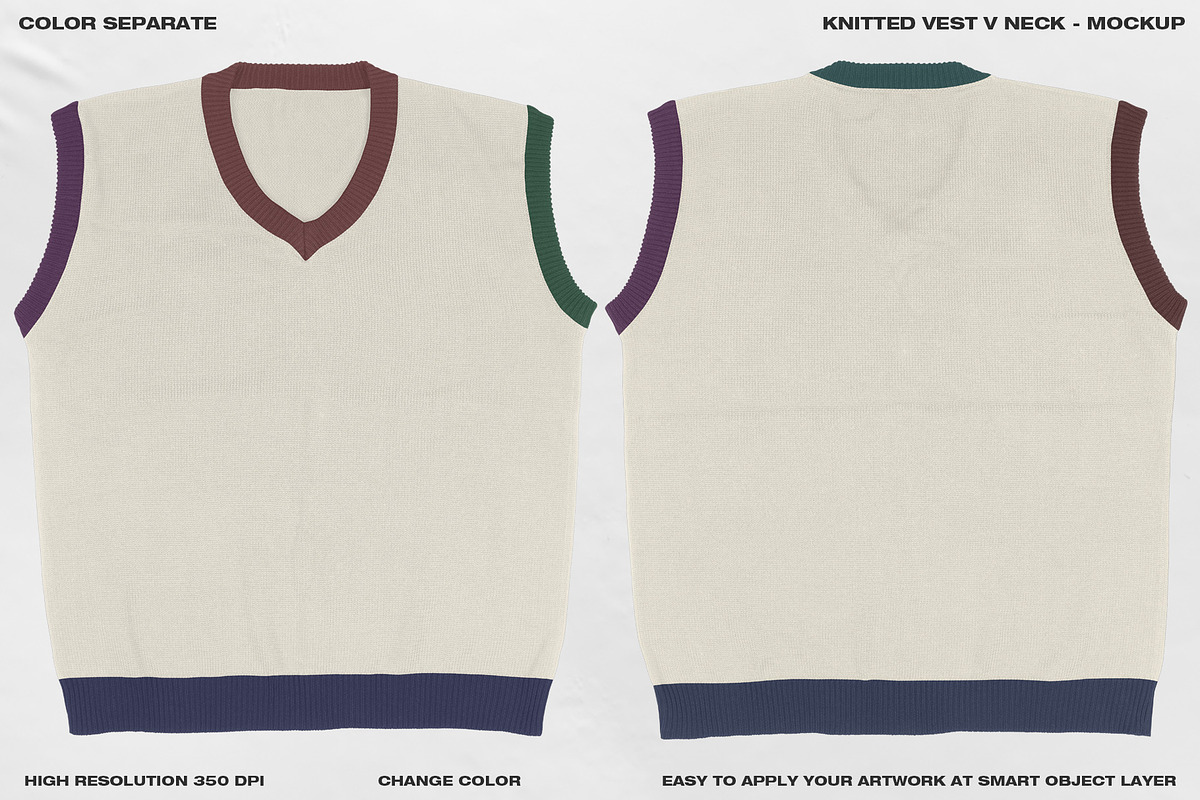 Knitted Vest V Neck - Mockup, a Hoody Mockup by DaldSgh (Photo 5 of 12)