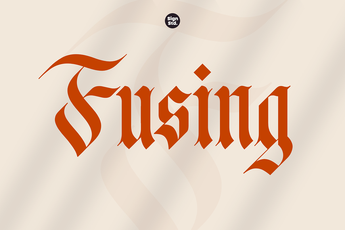 Fusing – Bold Blackletter Simplicity, a Blackletter Font by Sign Studio (Photo 1 of 12)