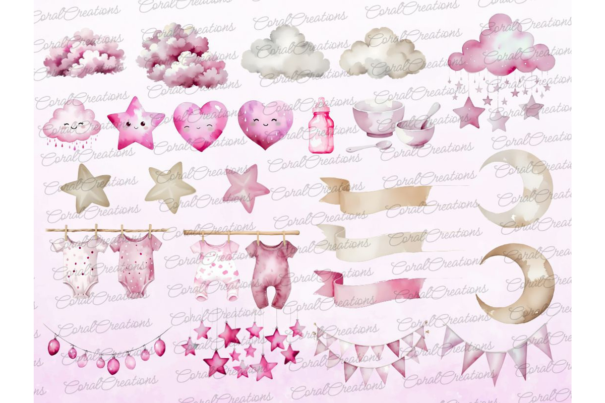 Watercolor Teddy bear clipart pink, a Decorative Illustration by Coral Beauty (Photo 4 of 4)