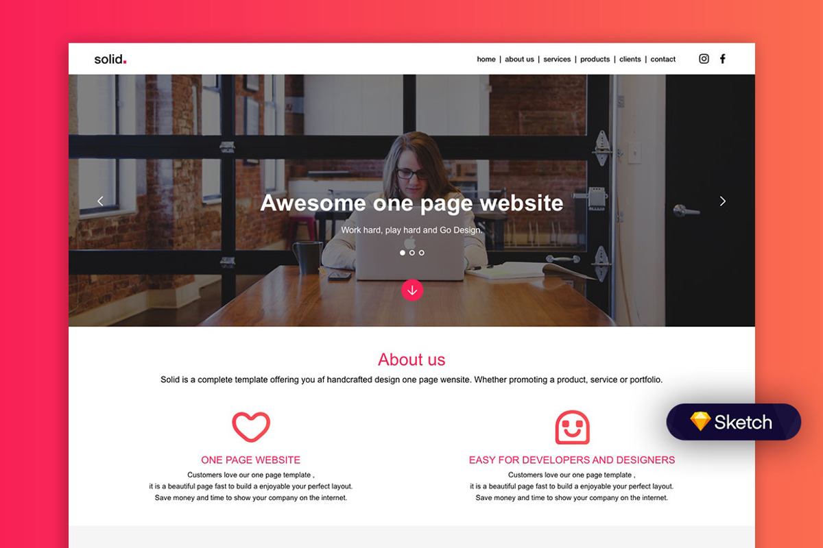 Solid Responsive Template on Sketch, an UI Kit Template by mockupeasy