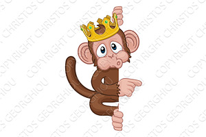 Monkey King Crown Cartoon Animal, an Animal Illustration by Christos Georghiou