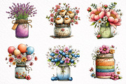 Watercolor Spring Mason Jar Clipart, an Illustration by DreamArtGraphic (Thumbnail 5 of 8)