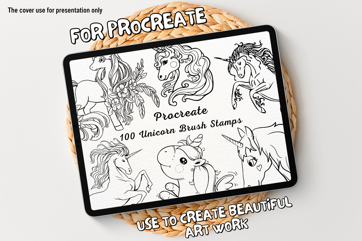 100 Unicorn Procreate Stamps, a Brush Add-On by Painter Creative Books (Photo 1 of 9)
