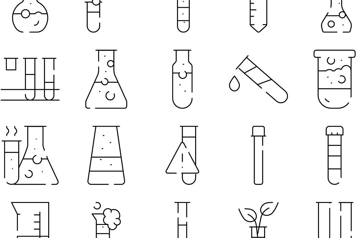 Laboratory glassware outline icons, an Object Graphic by pikepicture (Photo 3 of 3)