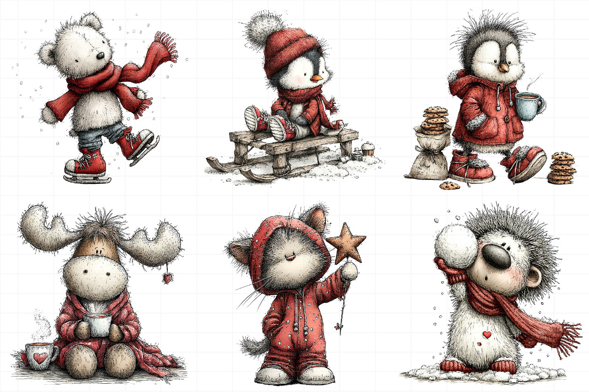 Whimsical Winter Animals Clipart Png, an Illustration by Daily.Designs (Photo 3 of 8)