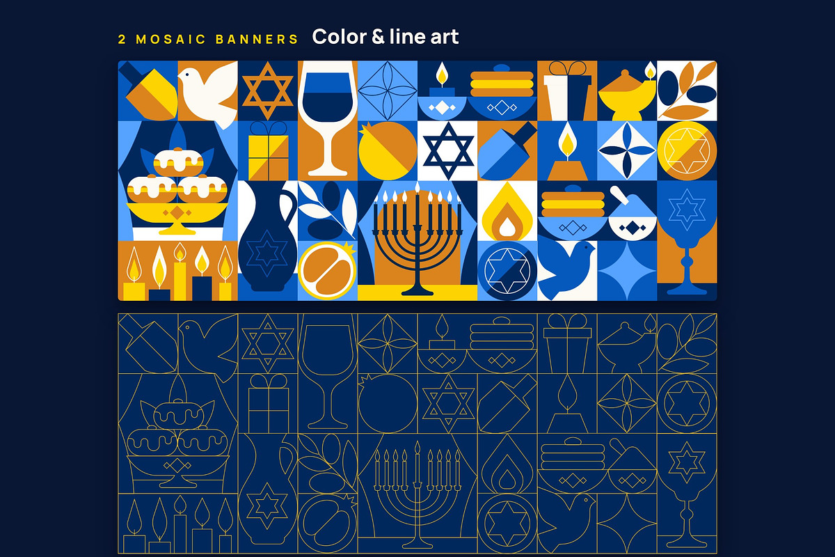 Hanukkah Geometric Mosaic Kit, a Seasonal Illustration by Lettering_Logo (Photo 5 of 8)