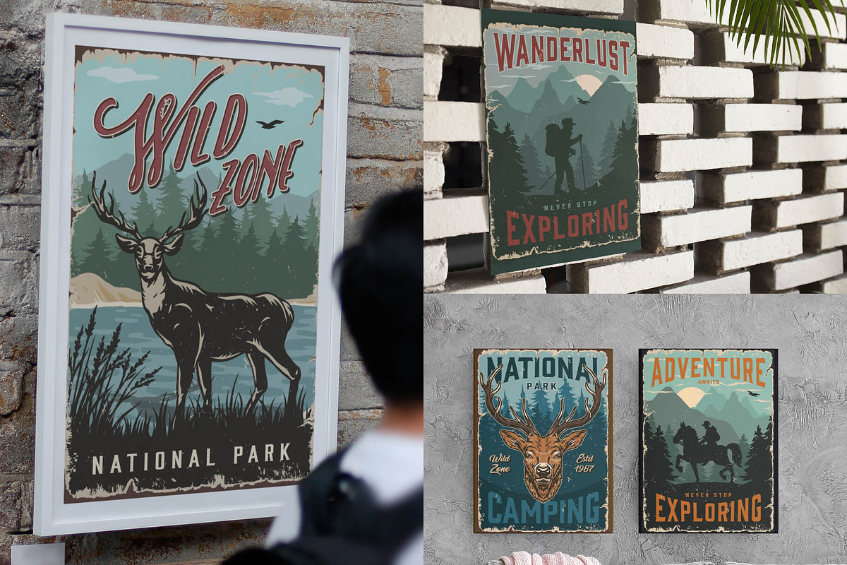 45 Retro Camping posters, a Brochure Template by DGIM studio (Photo 5 of 6)