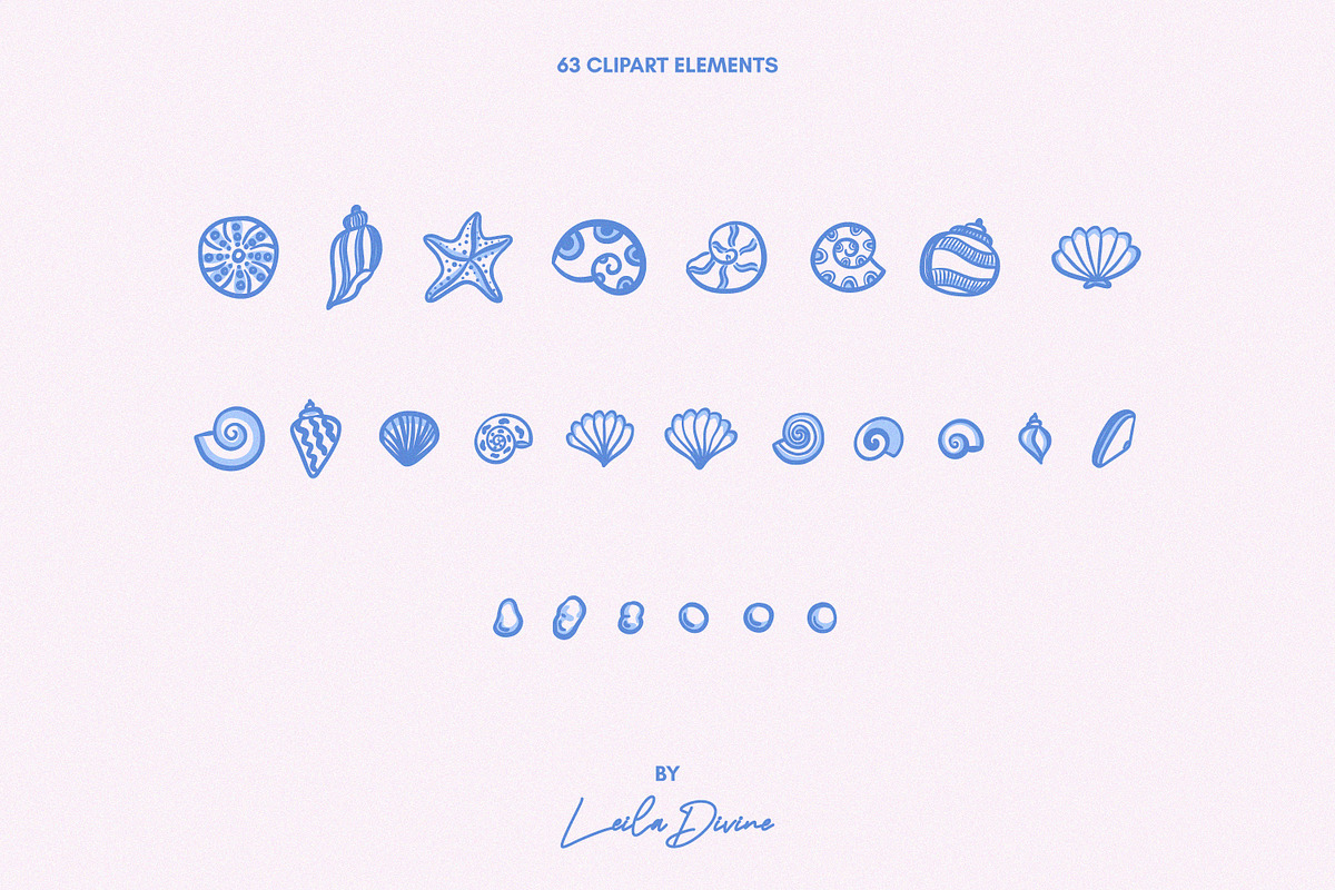 Seashells Clip Art & Patterns, an Object Graphic by Leila Divine (Photo 6 of 13)