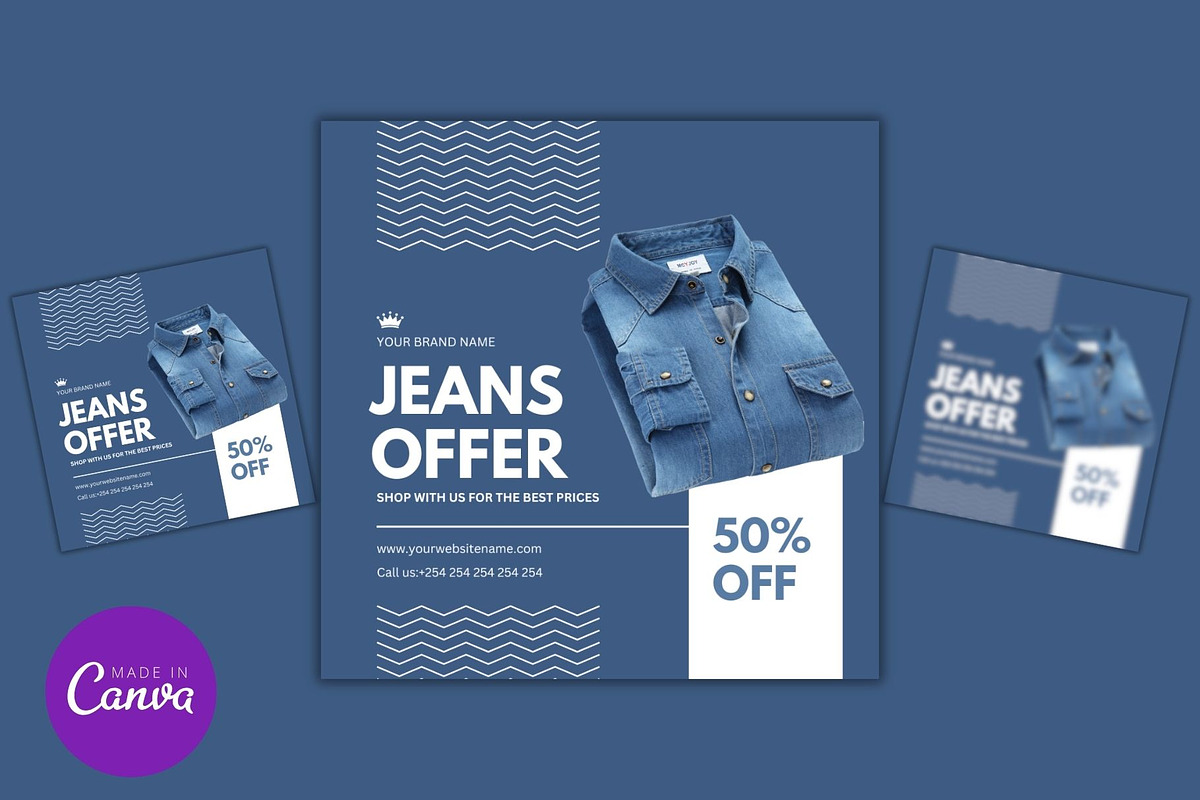 Editable Denim Jeans Sale Template, a Social Media Template by Mishek Munene (Photo 3 of 4)