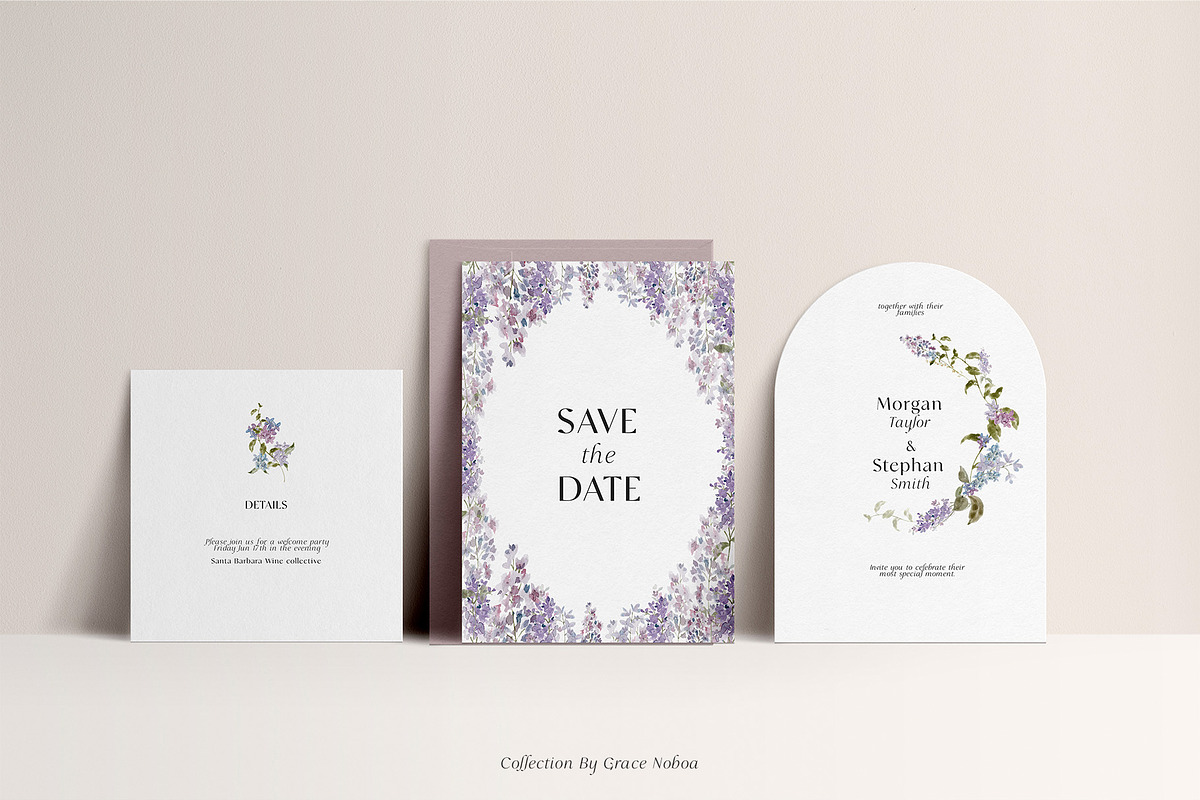 Floral Lilac Watercolor Collection, an Illustration by Grace Noboa Illustrations (Photo 3 of 13)