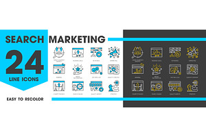 Sem icons. Search engine signs, a Technology Illustration by Vector Tradition