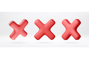 3D Red three dimensional x mark, an Object Illustration by Abscent