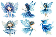 Watercolor Blue Fairy Clipart PNG, an Illustration by SinaCreation (Thumbnail 2 of 5)