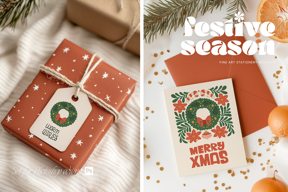 Festive Season Christmas Card Mockup, a Product Mockup by Muse Mockups (Photo 5 of 15)
