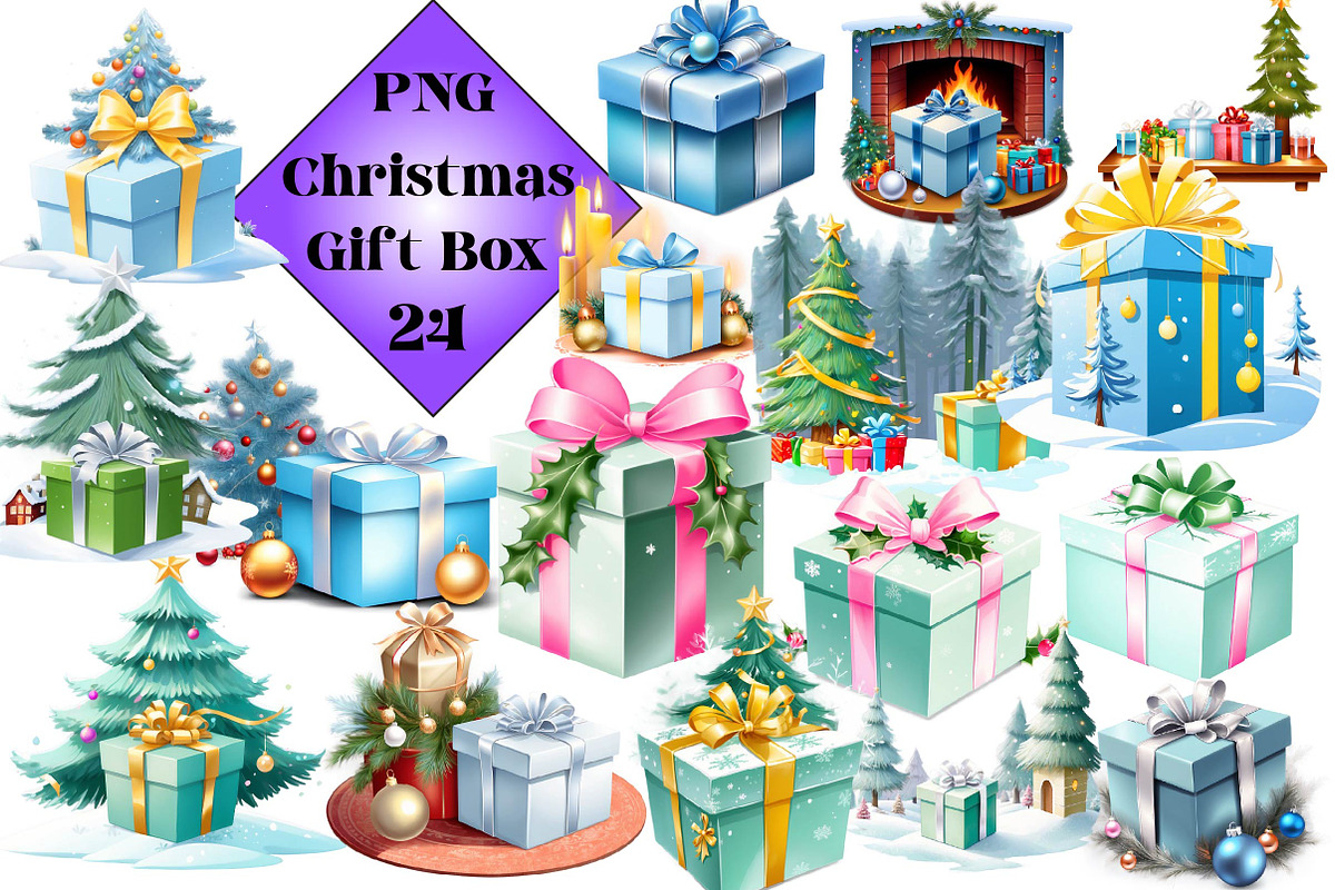 Christmas Gift Box Clipart, an Illustration by Wow Magic (Photo 1 of 5)