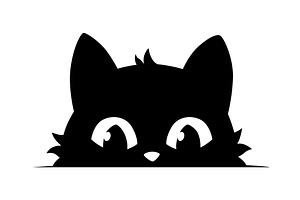 Black cat peeking out window, an Animal Illustration by Things for designers