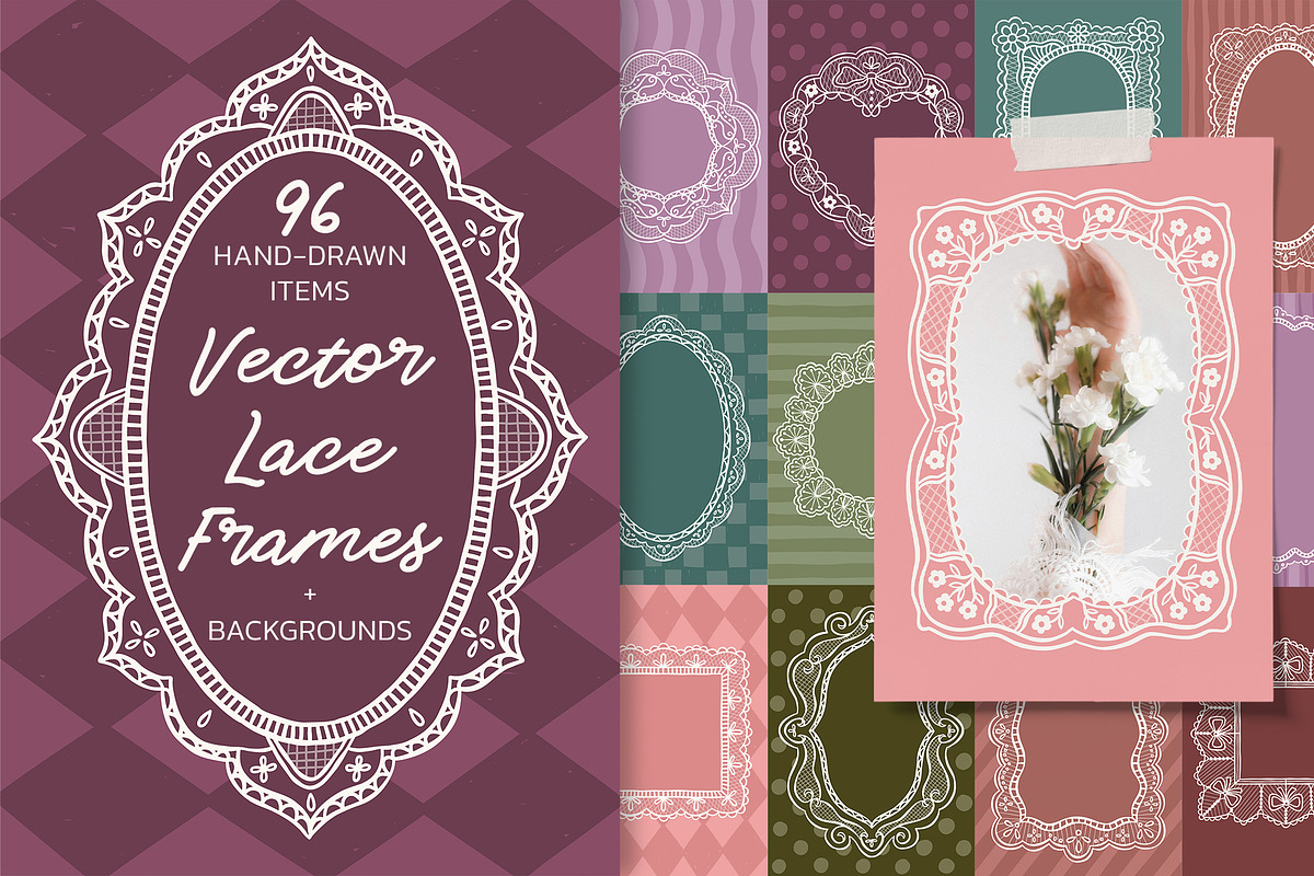 Hand Drawn Vector Lace Frames, an Object Graphic by ArtFM (Photo 1 of 10)