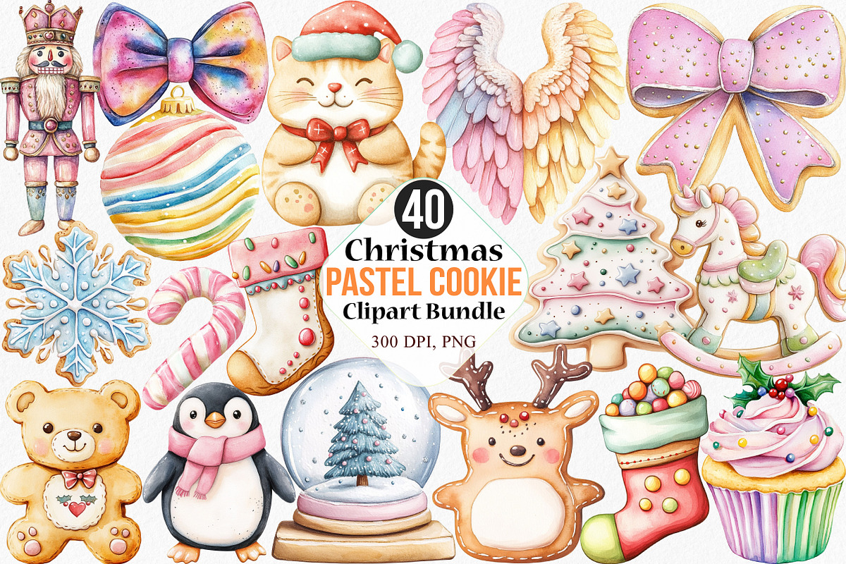 Christmas Pastel Cookie Clipart, an Illustration by Canvas Craft (Photo 1 of 8)