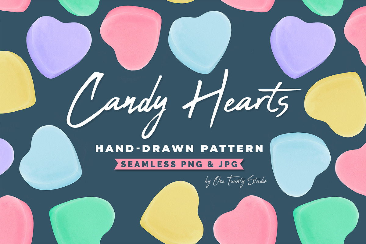 Candy Hearts Valentines Day Pattern, a Pattern Graphic by One Twenty Studio (Photo 1 of 3)