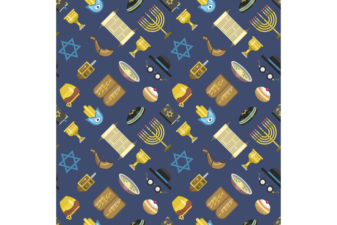 Jew icons vector seamless pattern., a Food Illustration by RocketArt
