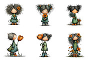 Flowers and Girls Clipart, an Illustration by CreationArt (Thumbnail 2 of 6)